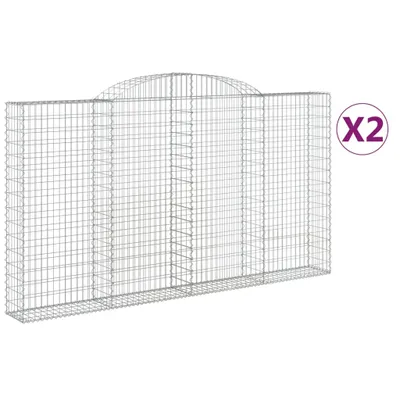 Produktbild von Gabionen mit Hochbogen 2 Stk. 300x30x160/180cm Verzinktes Eisen