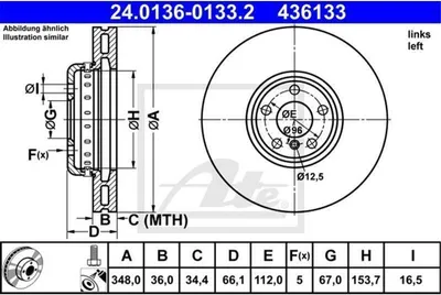 Produktbild von Bremsscheibe ATE 24.0136-0133.2