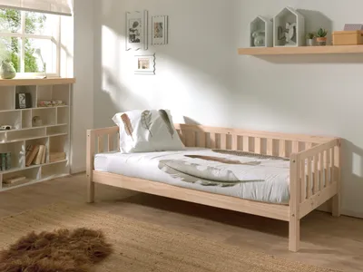 Produktbild von Vipack - Kojen Bett Fritz mit Sprossenumrandung u. Rolllattenrost, Liegefläche 90 x 200, Ausf. Milky White lackiert