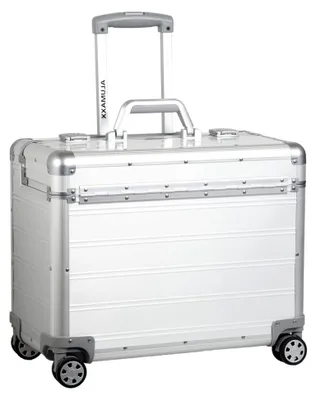 Produktbild von Pilotenkoffer aus Aluminium, ca. 36 x 47 x 25 cm, vier 360 Grad Rollen, 47 cm, 36 L, Silber Matt