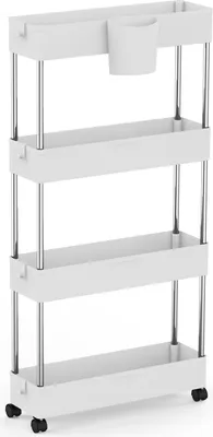 Image de Chariot de cuisine Chariot de cuisine étroit Étagère Chariot de cuisine 86x40x13cm Blanc