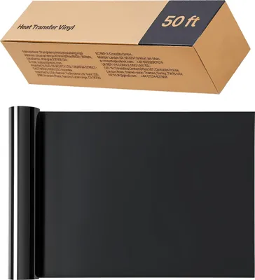 Image de SucceBuy Film vinyle pour transfert thermique (304,8 x 15240 mm), rouleau de vinyle thermocollant HTV noir brillant, compatible avec les machines de découpe, convient pour les T-shirts, les coussins et les chapeaux