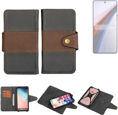 Produktbild von K-S-Trade Handyhülle Schutzhülle Hülle Bookstyle Wallet-Case kompatibel mit Vivo IQOO 12 Bumper Rundumschutz schwarz-braun 1x