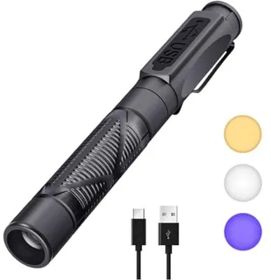Obrázok produktu pre LED baterka, dobíjateľná, s USB rozhraním, prenosná, LED svietidlo v tvare pera, s klipom.