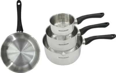 Image de Set poêle 20 cm et 3 casseroles 12 16 et 20 cm en inox Fackelmann Geneva