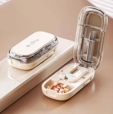 Immagine prodotto di Tagliapillole e conservatore di compresse 2 in 1 per pillole piccole o grandi