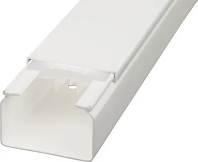 A white cable duct on a white background.