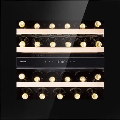 Produktbild von Klarstein Weinkühlschrank Freistehend, Kleiner Getränkekühlschrank Schmal, 2 Zonen Weinkühlschrank mit Glastür, Indoor/Outdoor Beersafe, Kühlschrank Klein mit LED-Lichter, 5-20°C, 25 Flaschen