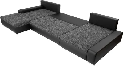 Produktbild von MIRJAN24 Ecksofa Caro, U-Form Couch mit Bettkasten und Schlaffunktion, Polsterecke, Couchgarnitur für Wohnzimmer (Soft 011 + Lawa 06)