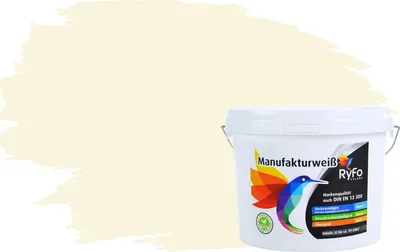 Produktbild von RyFo Colors Bunte Wandfarbe Manufakturweiß Hauch von Gelb 3l - weitere Grau Farbtöne und Größen erhältlich, Deckkraft Klasse 1, Nassabrieb Klasse 1