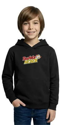 Produktbild von Spreadshirt Teufelskicker Logo Mit Fußball Kinder Hoodie, M (7/8 Jahre), Schwarz