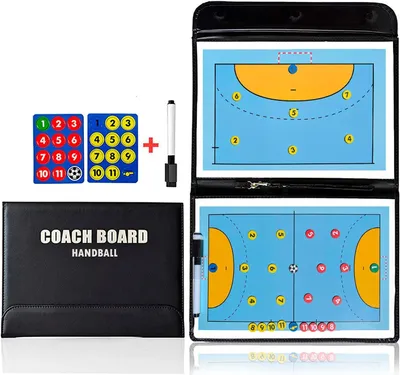 Productafbeelding van Handbalbord voor trainers - Handbaltablet met magneten en potloden - Handbalaccessoires en handbal - Cadeau voor trainers en scheidsrechters
