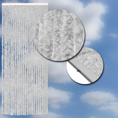 Image de Moustiquaire pour porte, rideau en tissu gris, dimensions 120 x 240 cm
