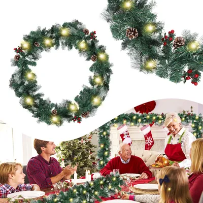 Produktbild von Peviasot Weihnachtsgirlande 2,7 m, batteriebetrieben, grün mit Schneeeffekt