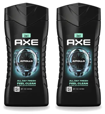 Imagen del producto de 2 unidades de gel de ducha Axe 3 en 1 Apollo, con salvia y cedro, 250 ml - Paquete económico - 2 unidades