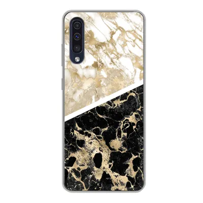 Produktbild von MuchoWow® Handyhülle Schutzhülle Hülle für Samsung Galaxy A50 Marmor - Schwarz und Gold - Schick Silikon Softcase Handy Hülle - Mobiltelefonhülle