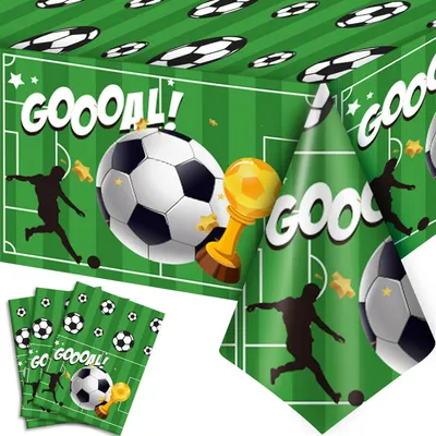Produktbild von Tischdecke Fußball 3er Set 137 x 274 cm für Kindergeburtstag Mottoparty