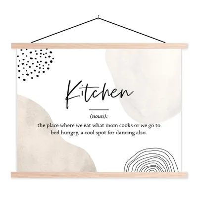 Produktbild von MuchoWow® Textilposter Sprichwörter - Küche - Definition der Küche - Zitate - Wörterbuch 60x45 cm mit holzfarbenen Rahmen - Bild