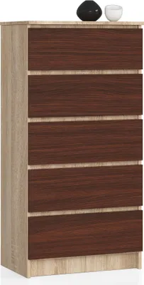 Produktbild von Kommode AKORD K60 Sonoma-Eiche 60 cm 5 Schubladen Front Wenge B60 x H121 x T40 cm