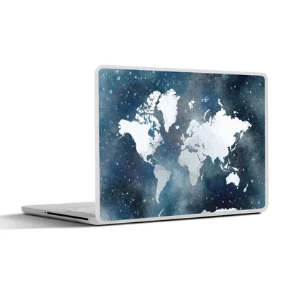 Produktbild von MuchoWow® Laptop Aufkleber Sticker Cover Weltkarte - Sternenhimmel - Aquarell 25x18 cm - Laptop-Deko