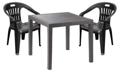 Produktbild von Outdoor-Möbel Sitzgarnitur Bistrogarnitur 3tlg Kunststoff Anthrazit