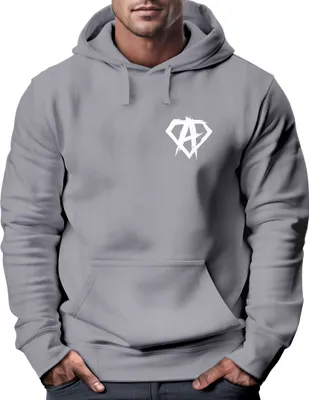 Produktbild von Hoodie Herren Print Aufdruck Alpha Superhero Gym Anarchy Badge Logo Fashion Streetstyle Neverless® convoy grey XL