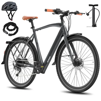 Produktbild von E-Bike MTB 28 Zoll 175 -210 cm Rostfreie Aluminiumlegierung bis zu 100 km Trekking E-Bike Wasserdicht IPX4 mit Shimano 9 Gang, Grau