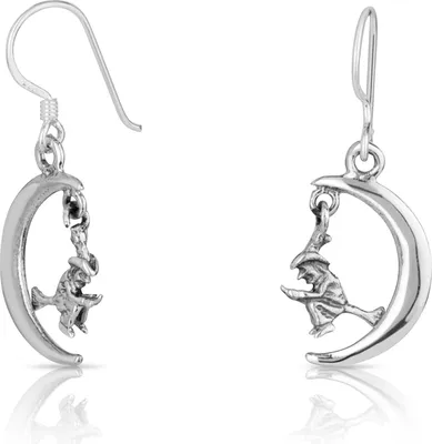 Produktbild von Paar Hexe Ohrhänger im Mond Motiv 2,5g 925 Sterling Silber Gothic Fantasy 4972