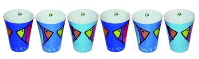 Produktbild von 6 Espressobecher mit Fisch Motiv - blau - Espresso