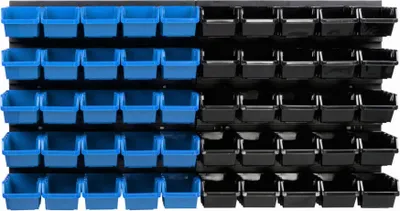 Image de Système de stockage Etagère murale 770 x 390 mm | 50 pcs. Box | Bacs à bec gerbables Bacs à bec | Panneaux muraux extra-forts | Étagère extensible | Étagère d'atelier Étagère de stockage Étagère murale d'atelier Étagère enfichable