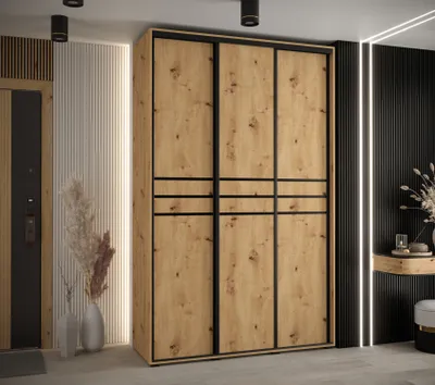 Produktbild von Kleiderschrank ASIRI 10 - 150/45 cm, Artisan-Eiche / Schwarz
