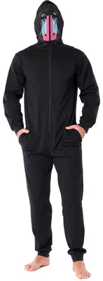 Image de Pyjama une pièce pour homme Ladeheid, costume d'animal en coton, combinaison colorée à motifs d'animaux, pyjama une pièce avec capuche LA40-235 (noir babouin, L)