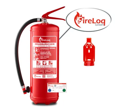 Produktbild von FireLoq 6kg Pulver Feuerlöscher für Brandklasse ABC mit 27A | 183B | C ergibt 9 LE Dauerdruck inkl. Prüfnachweis,Wandhalter und Manometer