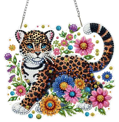 Diamond Painting Hänger 20x20cm Leopardenmuster Acryl