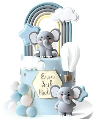 Productafbeelding van Taartdecoratie: Olifantje, blauw, voor kinderen, 1 stuk