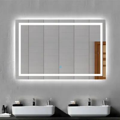 Produktbild von LED Badspiegel Badezimmerspiegel 100x60 mit Beleuchtung Lichtspiegel Wandspiegel mit Touch-schalter beschlagfrei IP44 energiesparend Kaltweiß