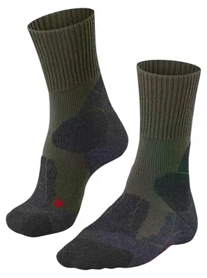 Produktbild von FALKE Damen Wandersocken TK1 Adventure W So Wolle Funktionsmaterial antiblasen dick 1 Paar, Grün Olive 7830, 41-42
