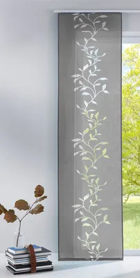 Produktbild von Moderner Flächenvorhang Schiebegardine aus hochwertigem Ausbrenner-Stoff mit Klettband, Grau Tendril, 1 Stück 245x60 (HxB), 856100