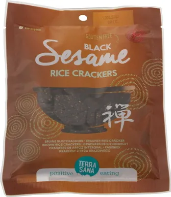 Produktbild von BRAUNE REISCRACKER MIT SCHWARZEM SESAM  60 g - TERRASANA