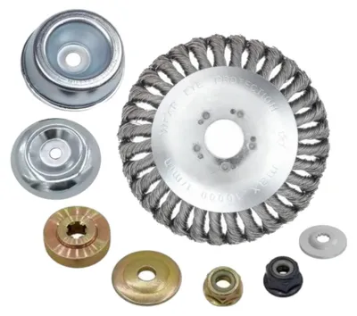 Produktbild von Trade-Shop Entrostender Stahldraht-Bürstenkopf Unkrautbürste 15cm 6 Zoll inkl. Adapter-Set kompatibel mit Stihl  FS110 FS120 FS130 FS200 FS250 FS-KM