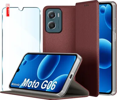 Immagine prodotto di Custodia MAGNETICA per Motorola G06 | G06 Power + Custodia in pelle con vetro