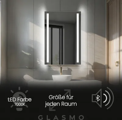 Produktbild von Badspiegel mit Beleuchtung 80x150 cm Lydia - Vertikal Rechteckiger Spiegel mit LED Beleuchtung - Kaltweiß 7000K - Badezimmerspiegel Lichtspiegel mit Bluetooth-Lautsprecher