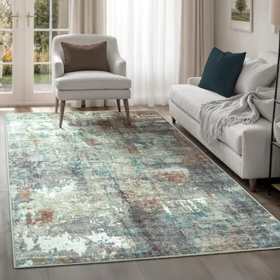 Waschbarer Teppich 122x170 cm, rutschfest, niedriger Flor