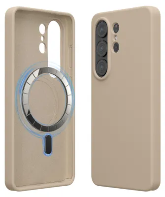 Produktbild von kwmobile Hülle kompatibel mit Samsung Galaxy S26 Ultra Hülle - magnetisches Silikon Case kompatibel mit MagSafe - Cover gummiert Stone Dust