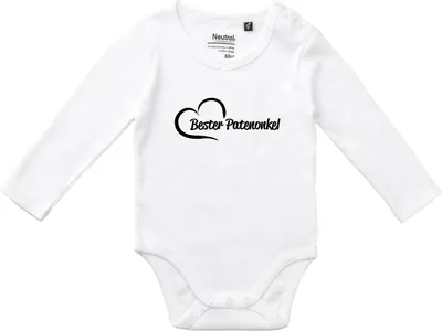 Produktbild von Huuraa Baby Body Bester Patenonkel Herz 80 White  Baumwolle Fairtrade Langarmbody Geschenkidee