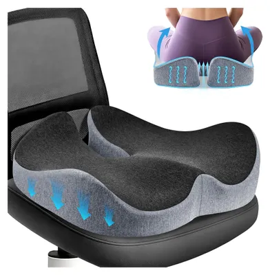 Produktbild von Bürostuhlkissen: Ergonomisches Sitzkissen aus Memory-Schaum für Schmerzlinderung bei Steißbein und Ischias – Schwarz