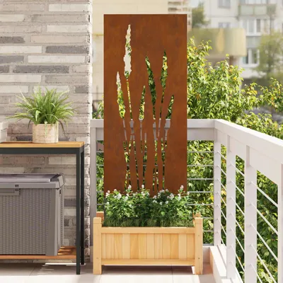 Productafbeelding van vidaXL Tuin - Privacy-scherm, bloemenprint, roestlook, 50 x 140 cm