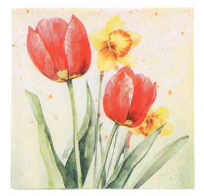 Produktbild von 3-lagige Servietten „Tulpen“ 1/4 25 x 25 cm 50 Stück.