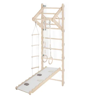 Produktbild von MAMOI® Klettergerüst Indoor, Sprossenwand für kinderzimmer, Turnringe kinder für klettern, Kletterwand und spielgeräte, Turngeräte mit Klimmzugstange