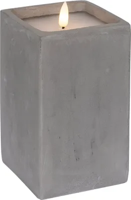 Immagine prodotto di Star Trading Candela LED grigio cemento, cera vera, 8,5x16,5 cm, timer 6/18 ore, fiamma 3D, versione pesante